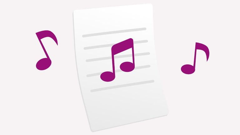 Noten, die über einem Blatt Papier schweben